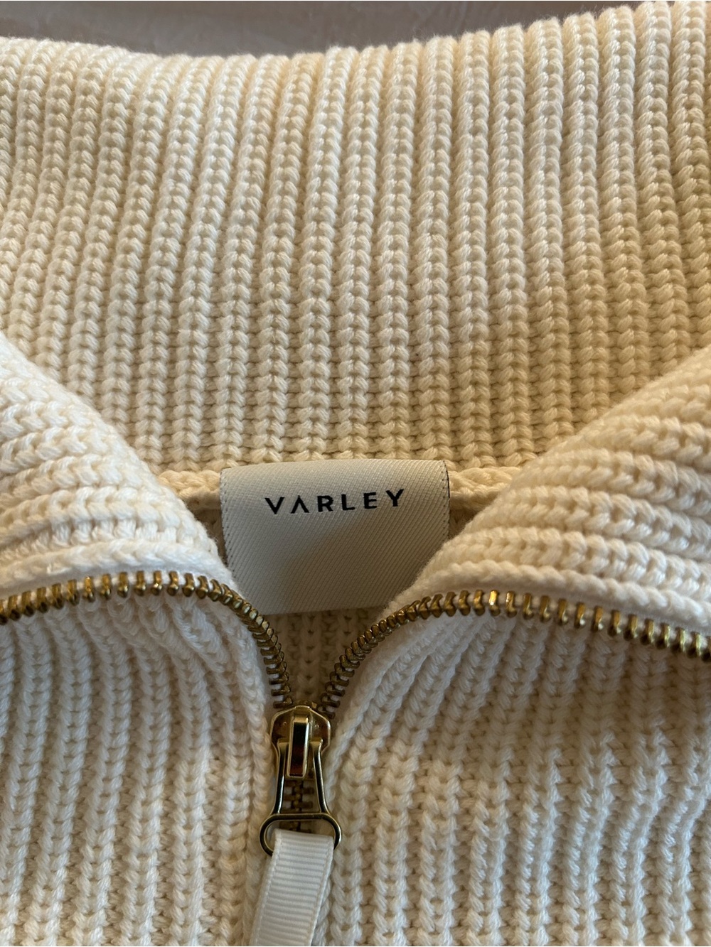 Varley Cream Half-Zip Ribbed Knit Pullover - Picture 6 of 7